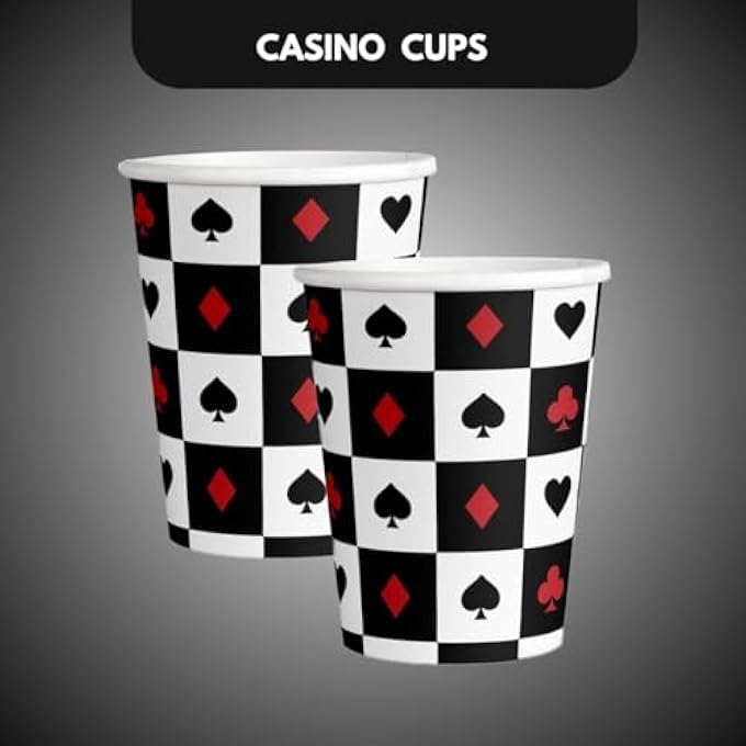 8 PCS CASINO PAPER CUPS 9 OZ, POKER THEME DECORATIONS FOR DIWALI CARD GAME, BIRTHDAY TABLEWARE - Image 2